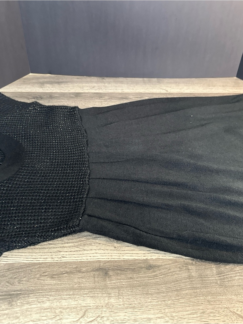 Sweater Project Black Midi Dress with Textured Knit Bodice